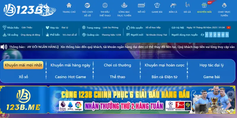 Khuyến mãi Khủng dành cho thành viên 123B