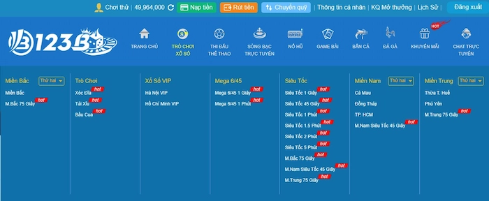 Xổ số siêu tốc một giây tại 123B